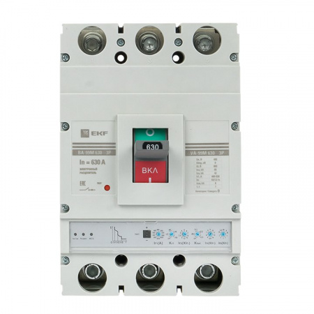 EKF PROxima Автоматический выключатель ВА-99М 630/630А 3P 65кА с электронным расцепителем