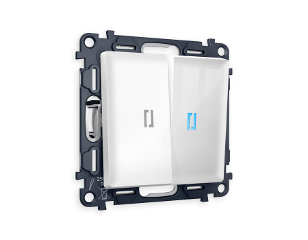 Комплект механизма 2-клавишного проходного выключателя с подсветкой 10000K ALFA MA104040 Белый глянец QUANT