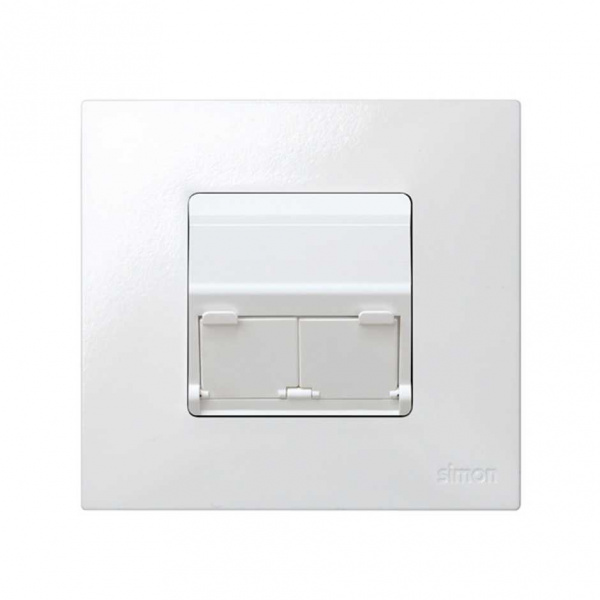 Simon 27 Мех Белый Адаптер наклонный под 2 RJ-коннектора, широкий