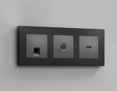 Лицевая панель ALFA (Антрацит серый) для HDMI розетки QUANT AP6640