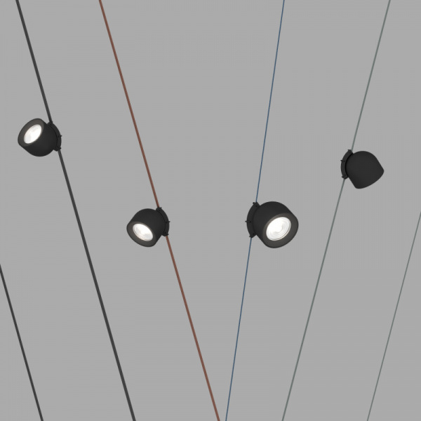 DK5640-BK Поворотный светильник для трека-ремня Belty Smart, серия Spot, со светодиодом, D100*H107мм, 48V DC, 12W, RA90, 38°, 2700-6000K, IP20, черный, алюминий