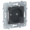 SE Unica New Антрацит Розетка б/з со шторками, винт. зажим, 16 А
