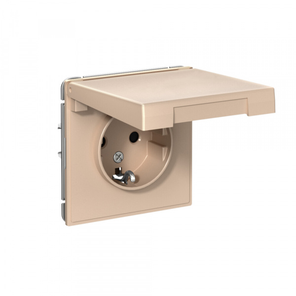 Systeme Electric ArtGallery Песочный Розетка с заземлением со шторками, 16А, механизм, быстрозажим. клем.