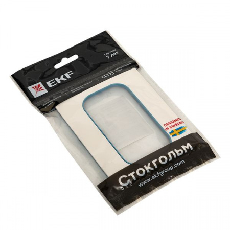 EKF PROxima Стокгольм Белый Линия синяя Рамка для розетки 2-ой