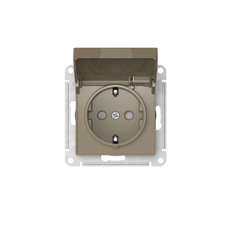 Systeme Electric AtlasDesign Шампань Розетка с заземл. со шторк. с крышкой, 16А,IP20,мех., быстрозажим. клем.