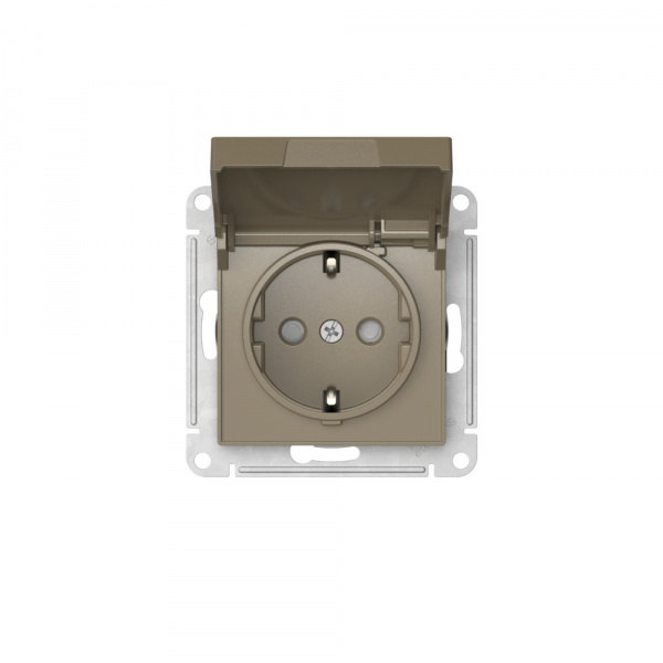 Systeme Electric AtlasDesign Шампань Розетка с заземл. со шторк. с крышкой, 16А,IP20,мех., быстрозажим. клем.