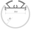 Donel Подвесной алюминиевый анод. профиль, D30х2000мм. В комплекте матовый экран, 2 торцевые заглушки, белый цвет, DN18SRD30W2Set