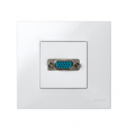 Simon 27 Мех Белая Розетка для подключения VGA-разъёма, HD15 (15pin), широкий, винты
