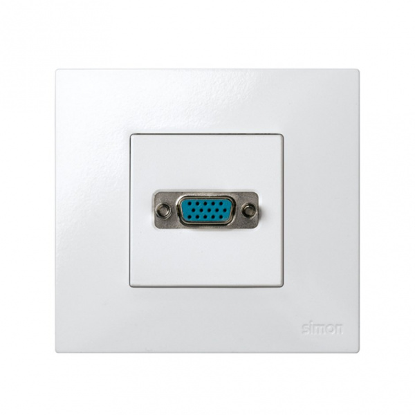 Simon 27 Мех Белая Розетка для подключения VGA-разъёма, HD15 (15pin), широкий, винты