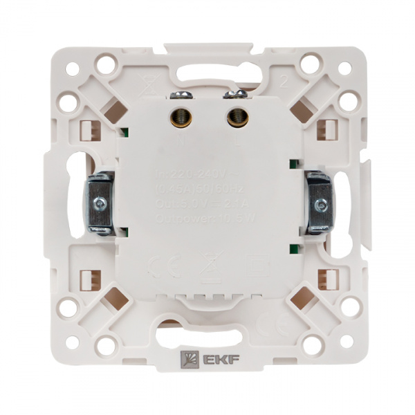 EKF PROxima Стокгольм Белый Розетка USB 2-ая, 2,1А