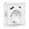 EKF Стокгольм Механизм Розетки 1-местной с/з, USB A+C 16А винтовые клеммы белый с защ. штор.