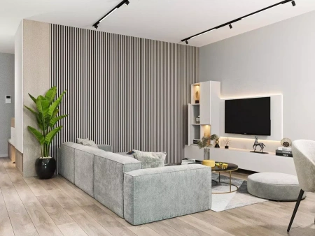 Акустическая панель, черный войлок, 600х600х19мм, рейки МДФ дуб дымчатый