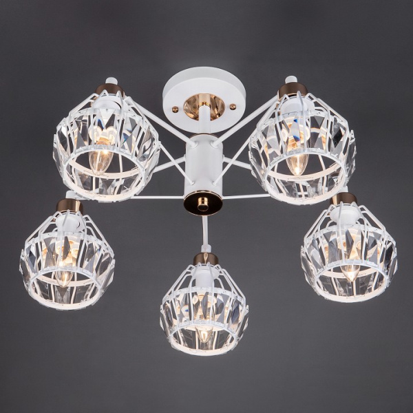 Потолочная люстра с хрусталем 70075/5 белый Eurosvet Lord