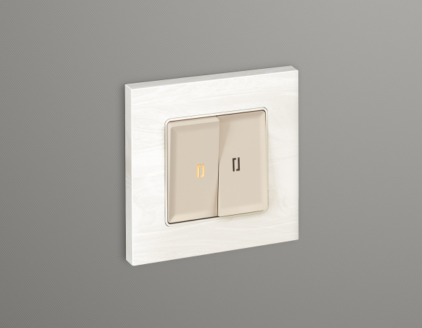 Комплект механизма 2-клавишного проходного выключателя с подсветкой 3200K ALFA MA324030 Бежевый матовый QUANT
