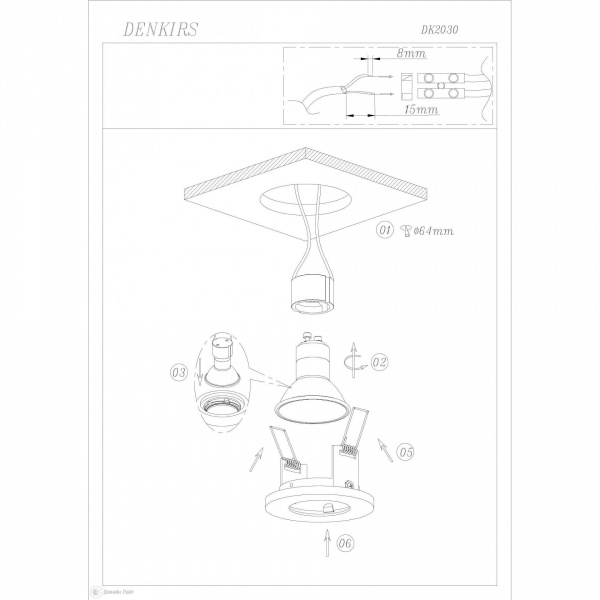DK2030-CH Встраиваемый светильник, IP 20, 50 Вт, GU10, коричневый, алюминий