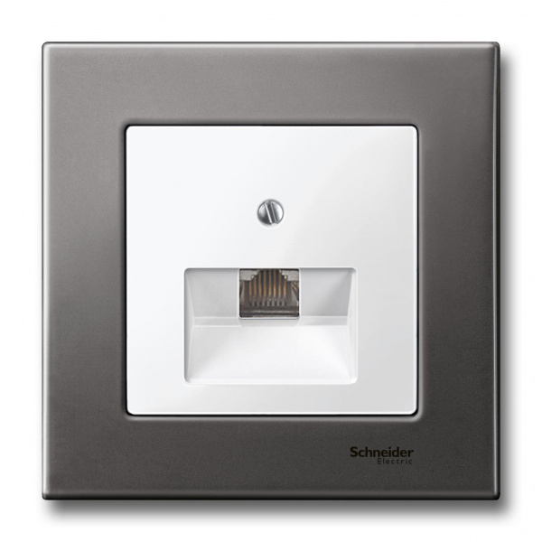 SE Merten SM Бел глянец Накладка розетки ТЛФ/комп 1-ой наклонной