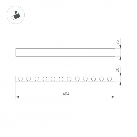 Arlight Светильник MAG-DOTS-25-L400-12W Warm3000 (WH, 30 deg, 24V) (IP20 Металл, 5 лет)