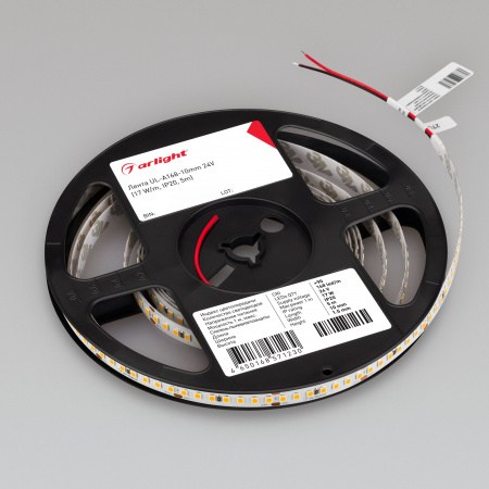 Лента UL-A168-10mm 24V Warm3500 (17 W/m, IP20, 5m) (Arlight, 7 лет)