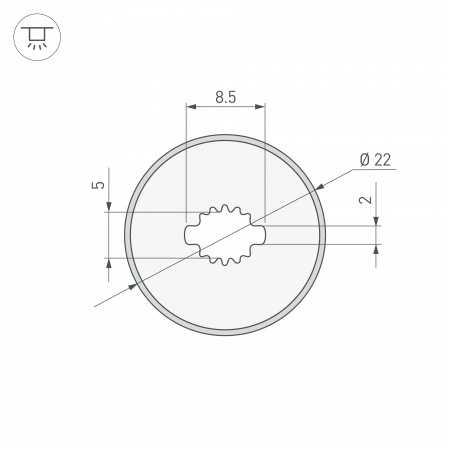 Силиконовый профиль WPH-FLEX-D22-360deg-S8-5m BLACK (Arlight, Силикон)