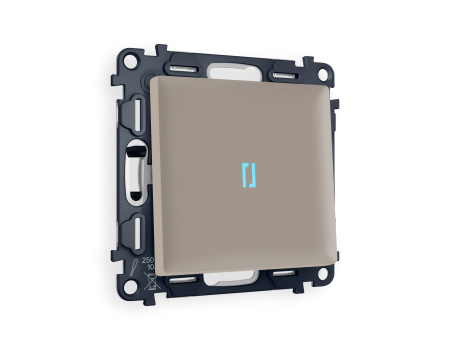 Комплект механизма 1-клавишного проходного выключателя с подсветкой 10000K ALFA MA362040 Серо-бежевый матовый QUANT