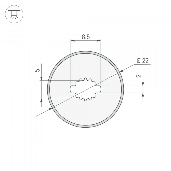 Силиконовый профиль WPH-FLEX-D22-360deg-S8-5m BLACK (Arlight, Силикон)
