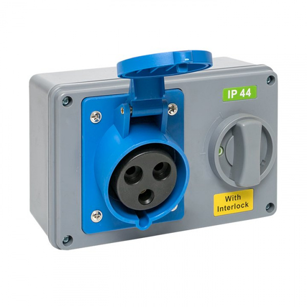 EKF Розетка с блокировкой и выключателем 1423 2Р+РЕ 32А 220В IP44
