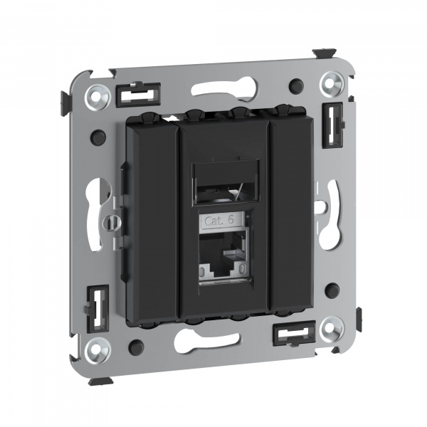 DKC Avanti Черный матовый Компьютерная розетка RJ-45  категория 6 экранированная