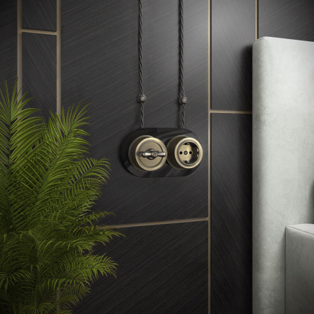 Розетка с заземлением бронзовый ретро W5771012