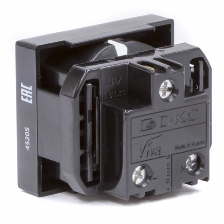 DKC Розетка силовая 2Р+Е, со шторками, «Viva», 2 мод., цвет черный