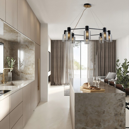 Подвесной светильник со стеклянными плафонами 70219/8 черный/античная бронза Eurosvet Notion