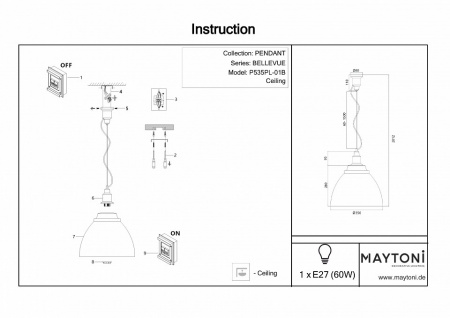 Подвесной светильник P535PL-01B Maytoni Bellevue