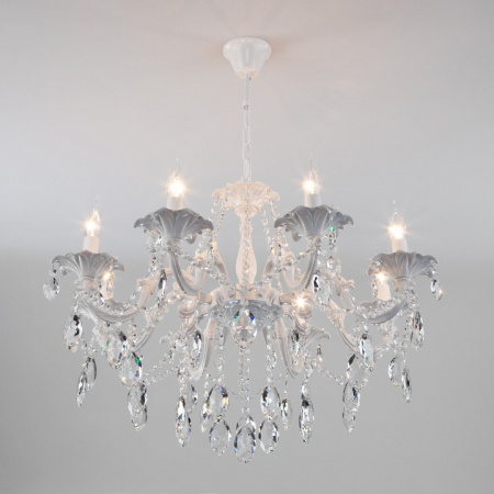 Подвесная люстра с хрусталем 10108/8 белый Eurosvet Veletta
