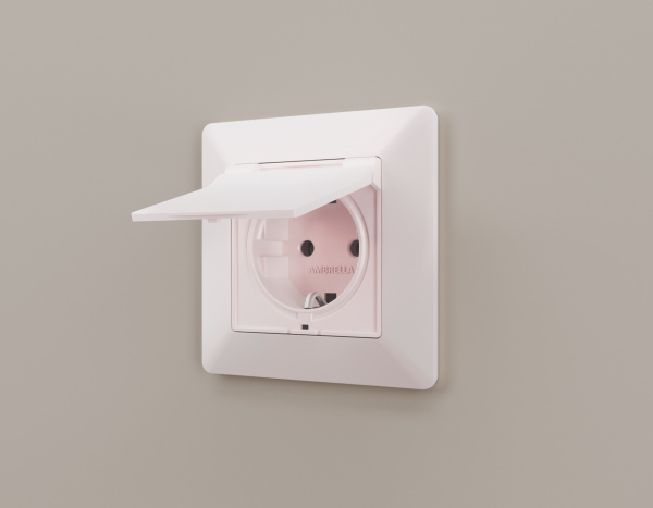 Лицевая панель ALFA (Жемчуг) для электрической розетки с заземлением со шторками и крышкой IP44 QUANT AP2080