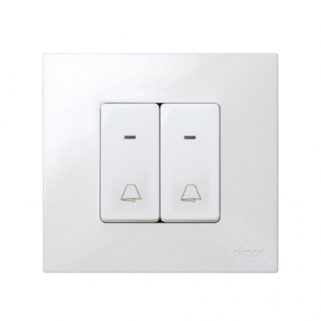 Simon 27 Мех Белая Кнопка клавишная "звонок" с подсветкой узкая, 10А 250В