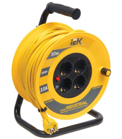 IEK Катушка УК30 с т/з 4 места 2Р+PЕ/30м 3х1,0 мм2 "Industrial"