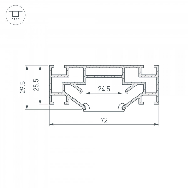 Arlight Профиль STRETCH-25-CEIL-CENTER-2000 (Алюминий)