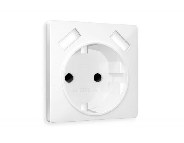 Лицевая панель ALFA (Белый матовый) для электрической розетки с/з со шторками 2USB A+A QUANT AP1290