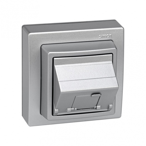 Simon 73 loft Алюминий Адаптер на 1 RJ45(12) 75528-, 75540-, 75541-, 75544-39, наклон