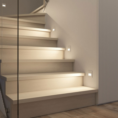 DK3050-WH Светильник встраиваемый в стену, IP 20, LED 3000, 1 Вт, белый, пластик