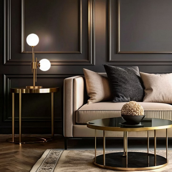 Настольный светильник со стеклянными плафонами 01383/2 латунь Eurosvet Volver