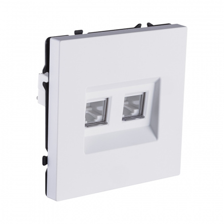 Розетка двойная Ethernet RJ45 Cat.6, белый глянцевый Kollinger Eclipse EC-018WG
