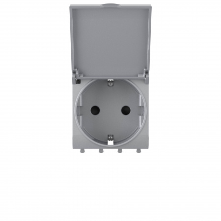 DKC Avanti Закаленная сталь Розетка с крышкой 2P+E со шторками 2 модуля