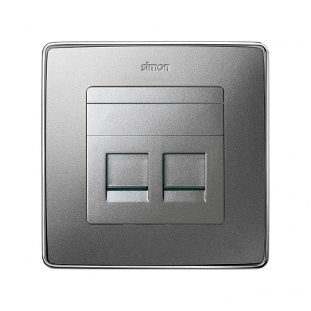 Simon 82 Detail Алюминий Адаптер на 2хRJ45(12) AMP (Keystone), прямое подключение