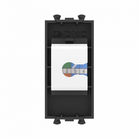 DKC Avanti Компьютерная розетка RJ-45 без шторки модульная ,кат.6, Черный матовый, 1 модуль
