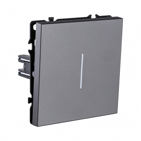 Выключатель 1-клавишный проходной 10А/250В с LED подсветкой, серый Kollinger Eclipse EC-008GY