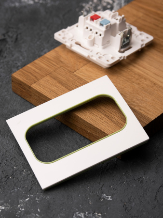 EKF PROxima Стокгольм Белый Линия зеленая Рамка для розетки 2-ой