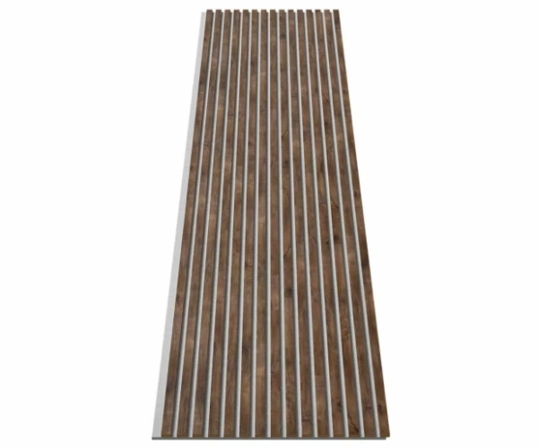 Акустическая панель, серый войлок, 2750х600х19мм, рейки МДФ дуб старинный натуральный Акустическая панель, серый войлок, 2750х600х19мм, рейки МДФ дуб старинный натуральный