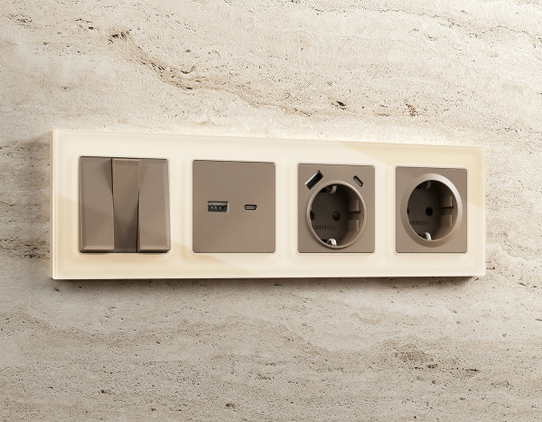 Лицевая панель ALFA (Темная бронза матовый) для электрической розетки с заземлением QUANT AP6360