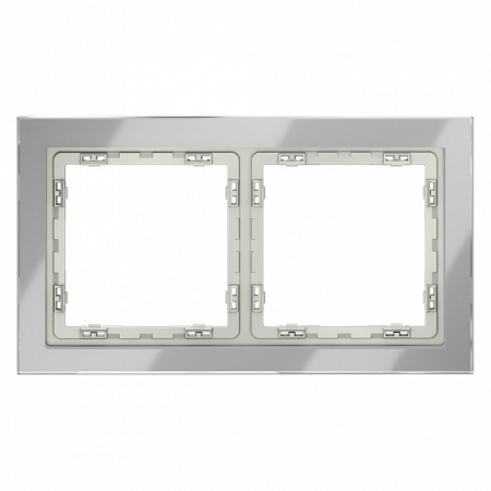 Рамка стеклянная VOLTUM S70 на 2 поста, (сталь, стекло)