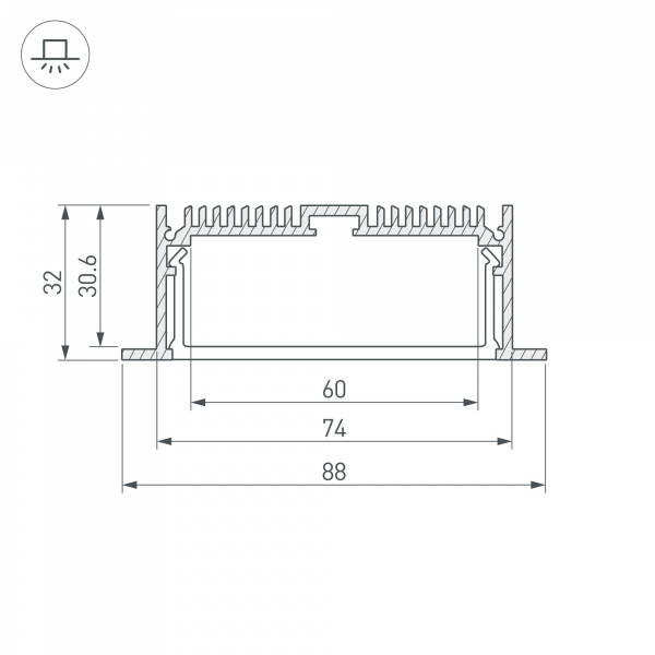 Профиль с рассеивателем Arlight SL-LINIA88-F-2500 WHITE+OPAL 021373